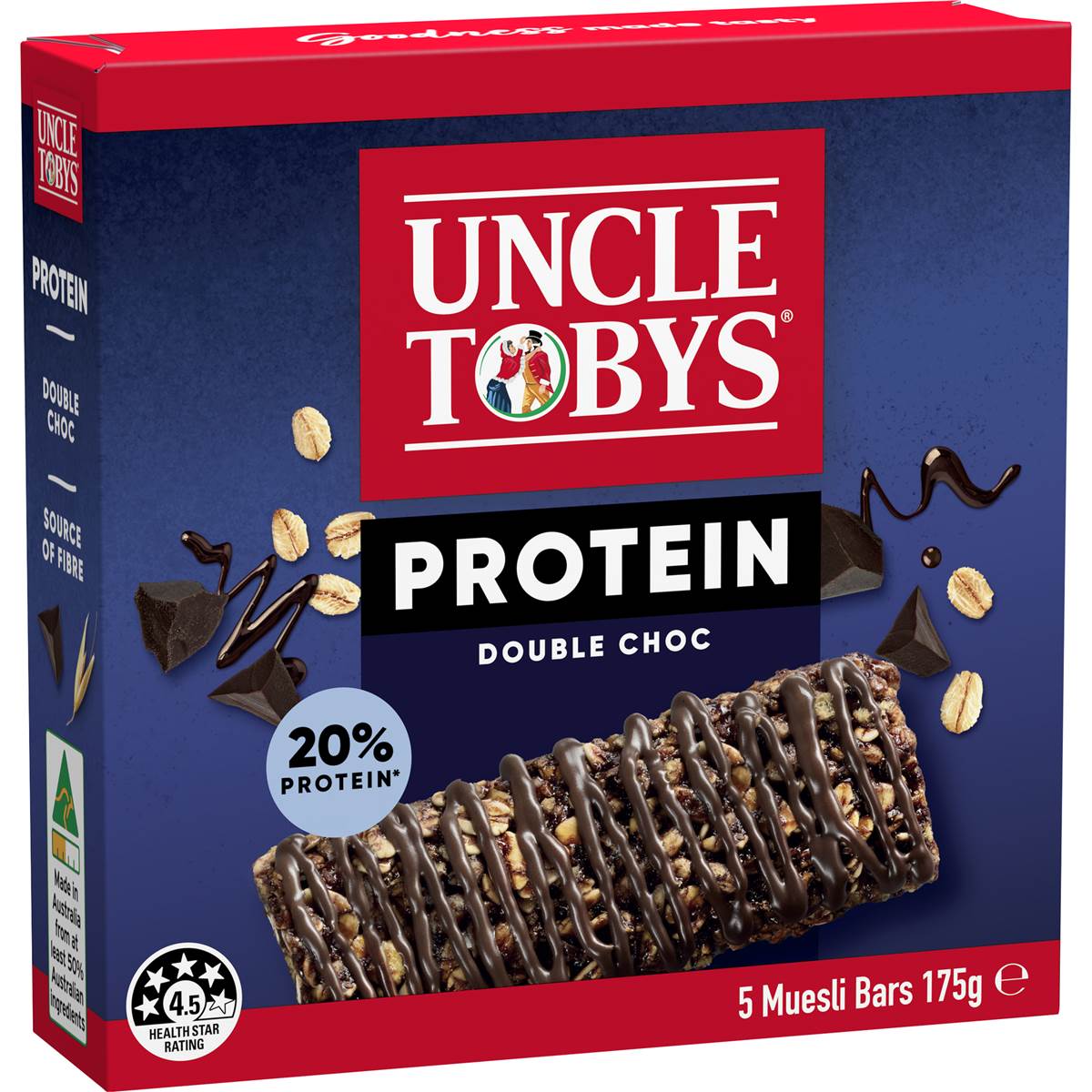 Uncle Tobys Protein Muesli Bars Double Choc 5 Pack