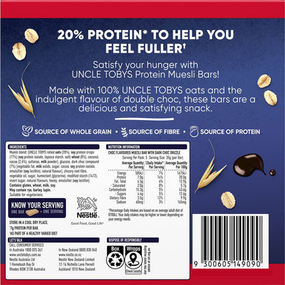 Uncle Tobys Protein Muesli Bars Double Choc 5 Pack