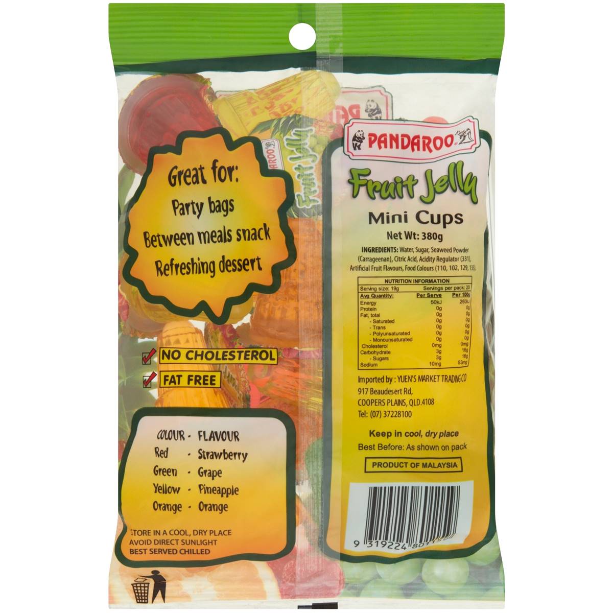 Pandaroo Snacks Jelly Fruit Mini Cups 380g