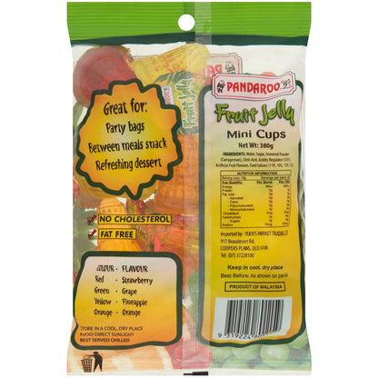 Pandaroo Snacks Jelly Fruit Mini Cups 380g