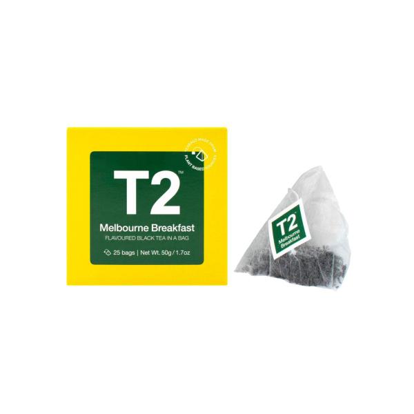 T2 MELBOURNE BREAKFAST  FLAVOURED BLACK TEA IN A BAG 25 PACK