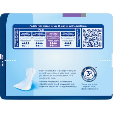 TENA Incontinence Pads Maxi Night Wide Back Long Length 6 pack