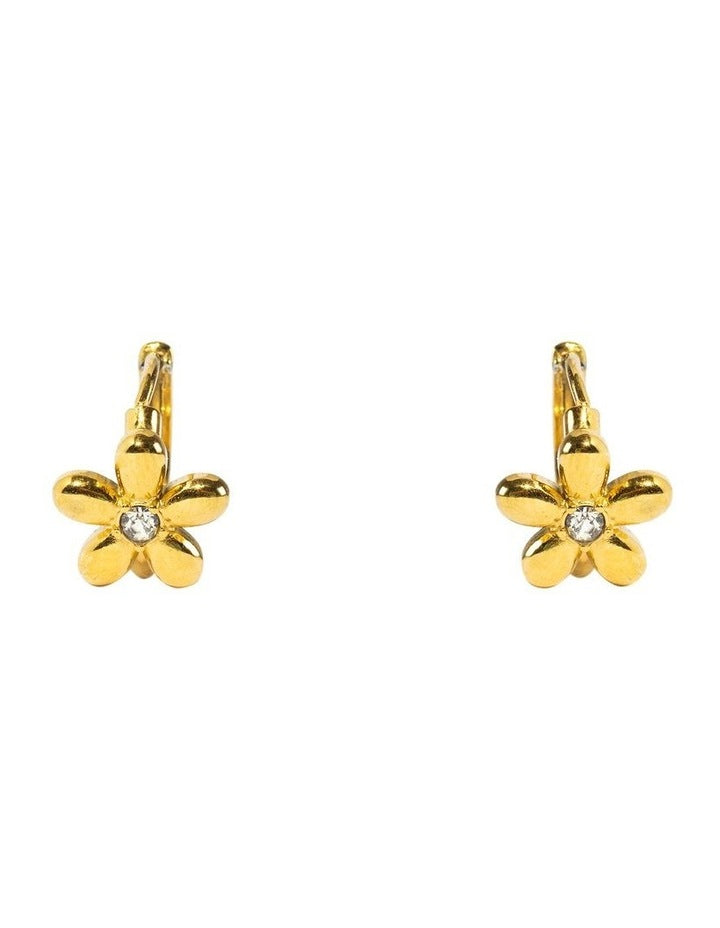 Tiny Flower Hoop Earrings in Gold