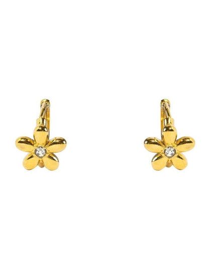 Tiny Flower Hoop Earrings in Gold