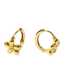 Tiny Flower Hoop Earrings in Gold
