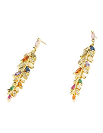 Mini Vine Leaf Drop Earrings in Multi