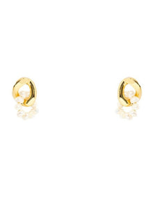 Petite Pearl Link Earrings in Gold