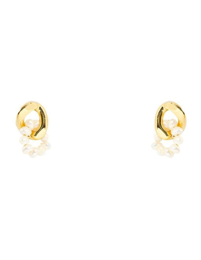 Petite Pearl Link Earrings in Gold