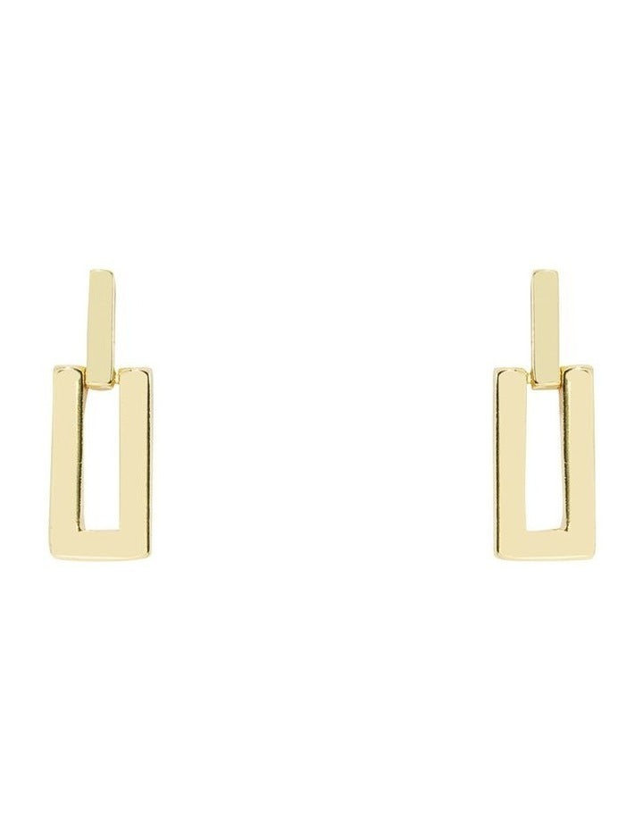 Mini Rectangular Stud Earrings in Gold