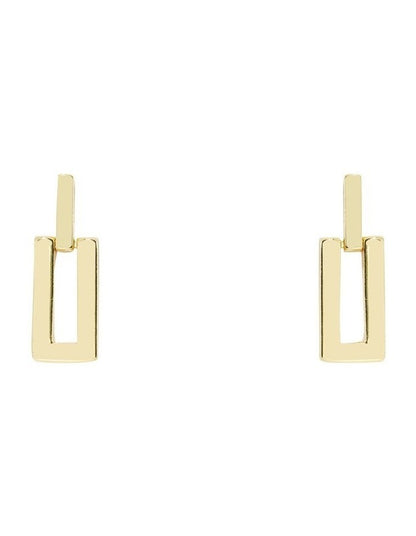 Mini Rectangular Stud Earrings in Gold