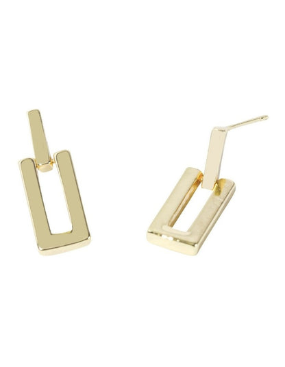 Mini Rectangular Stud Earrings in Gold