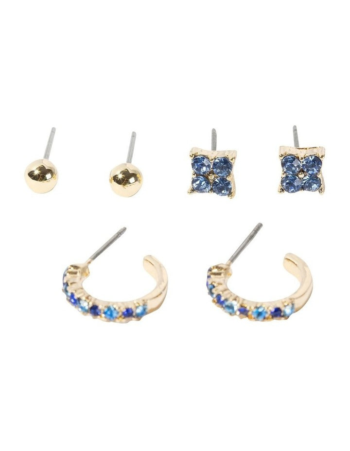 Floret Stud Earring Pack in Blue
