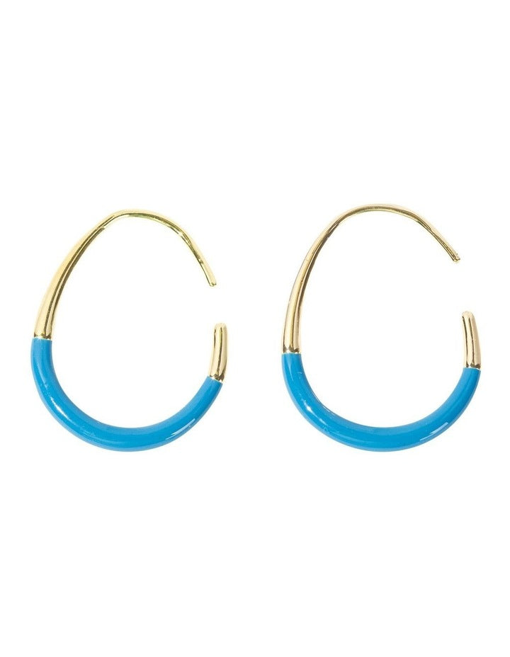 Sleek Enamel Hoop Earring in Blue