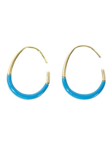 Sleek Enamel Hoop Earring in Blue