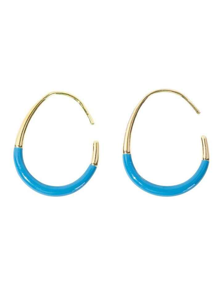 Sleek Enamel Hoop Earring in Blue