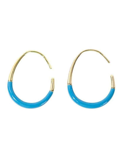 Sleek Enamel Hoop Earring in Blue