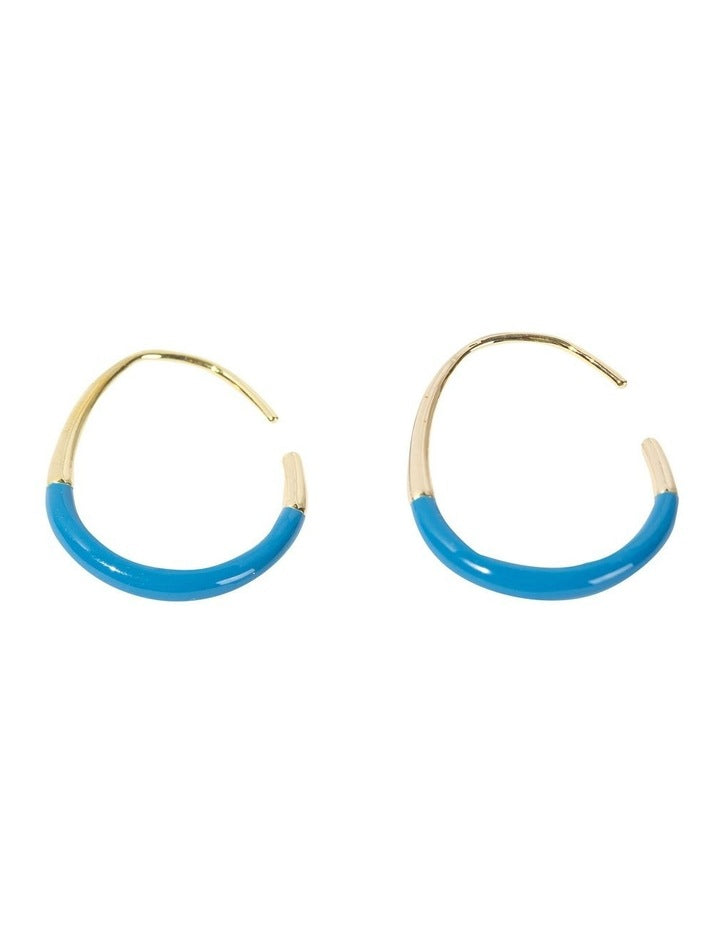 Sleek Enamel Hoop Earring in Blue