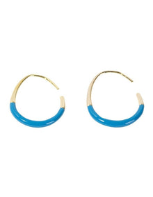 Sleek Enamel Hoop Earring in Blue