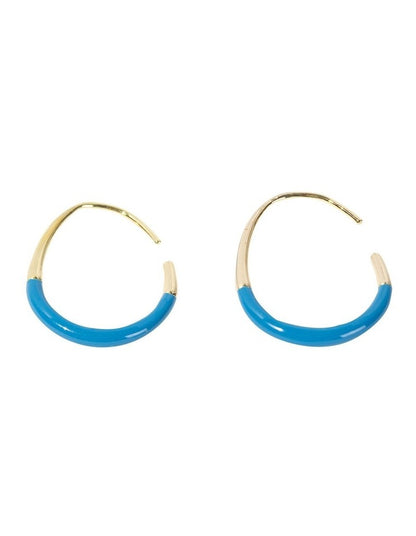 Sleek Enamel Hoop Earring in Blue