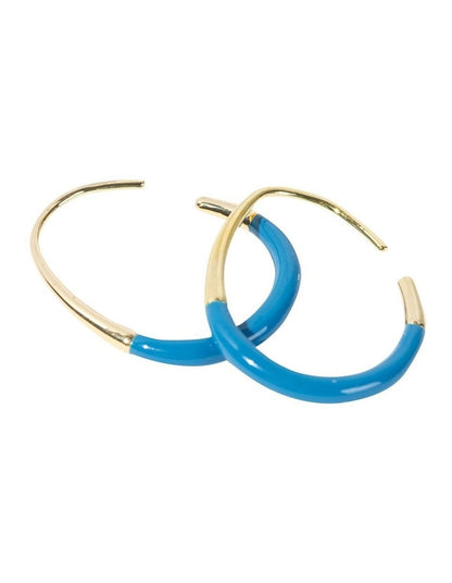 Sleek Enamel Hoop Earring in Blue