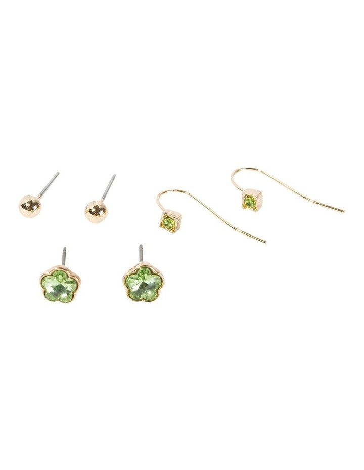 Fleur Stud Earring Pack in Green