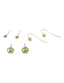 Fleur Stud Earring Pack in Green