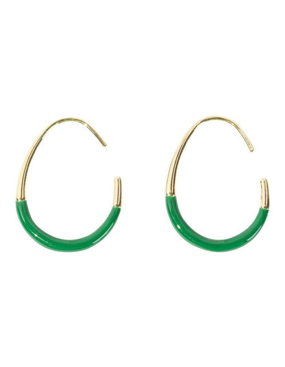 Sleek Enamel Hoop Earring in Green