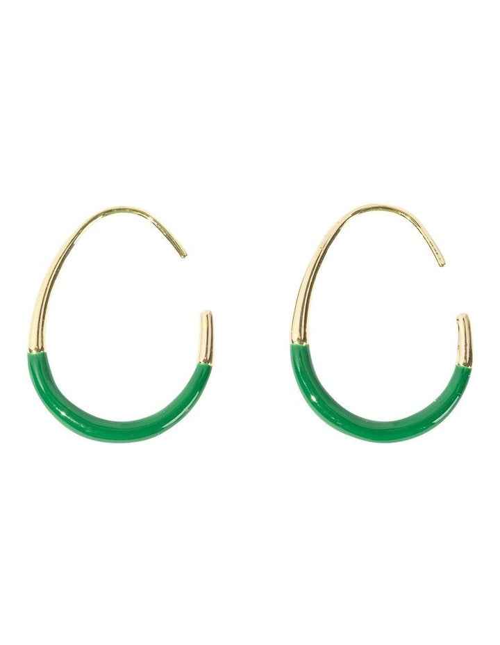 Sleek Enamel Hoop Earring in Green