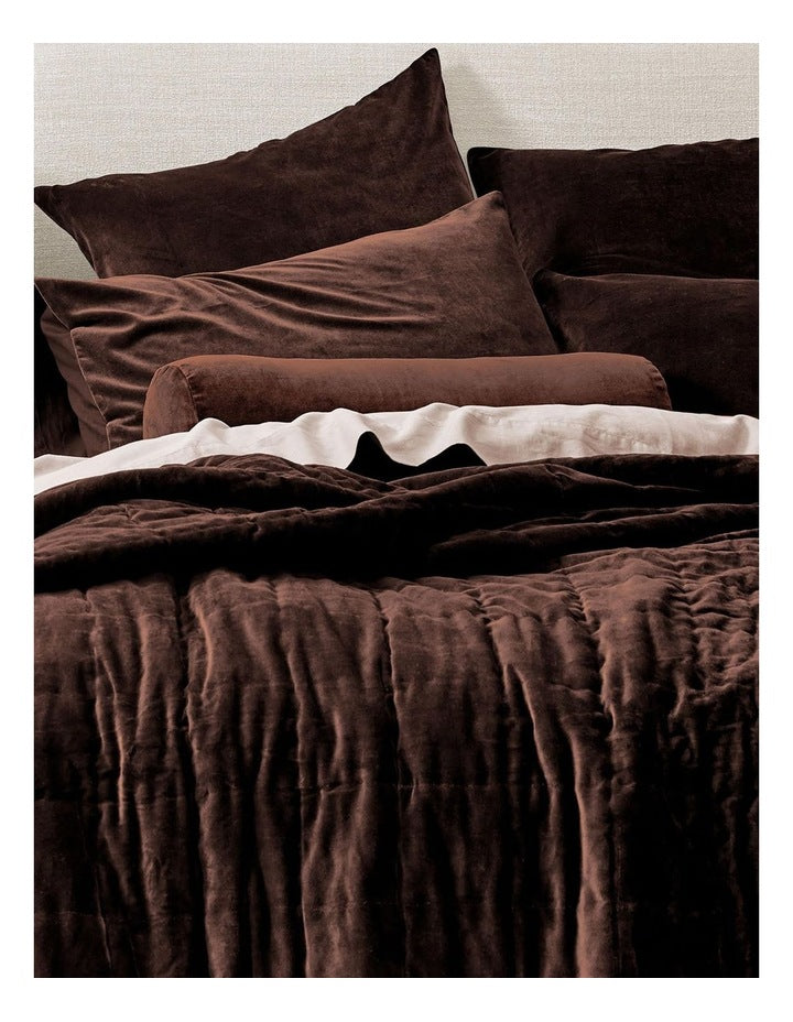 Luxury Velvet Coverlet in Chocolate