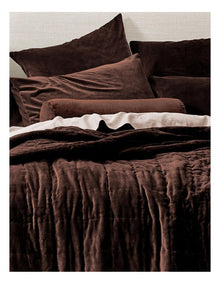 Luxury Velvet Coverlet in Chocolate