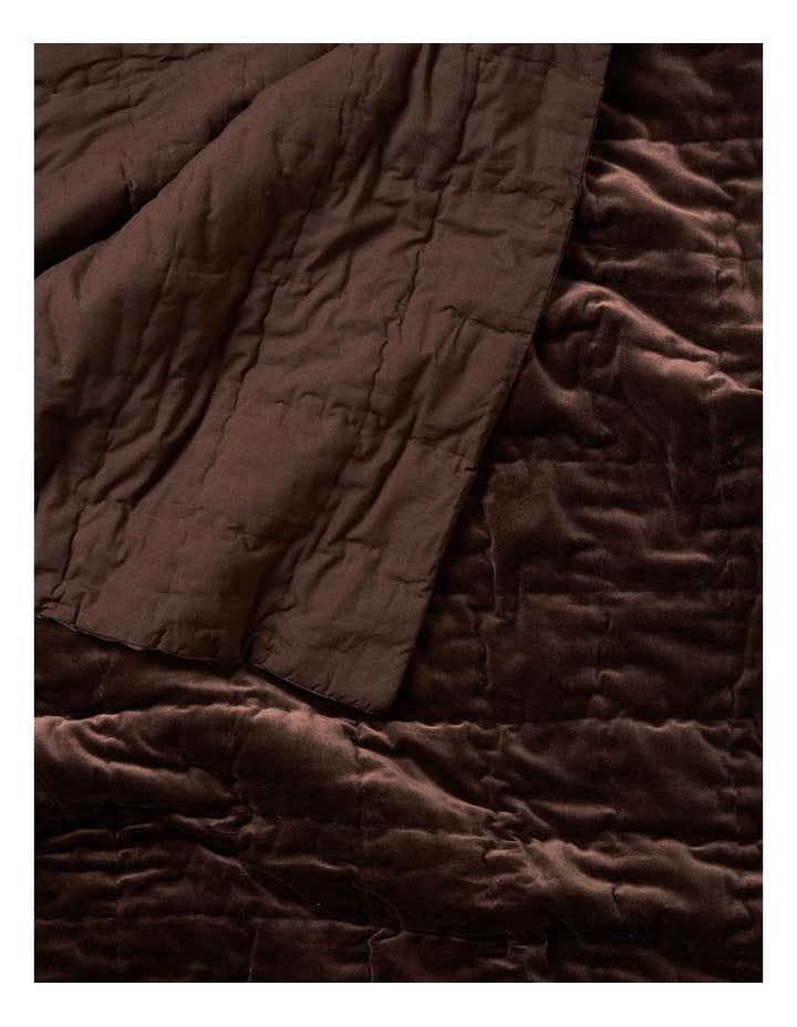 Luxury Velvet Coverlet in Chocolate
