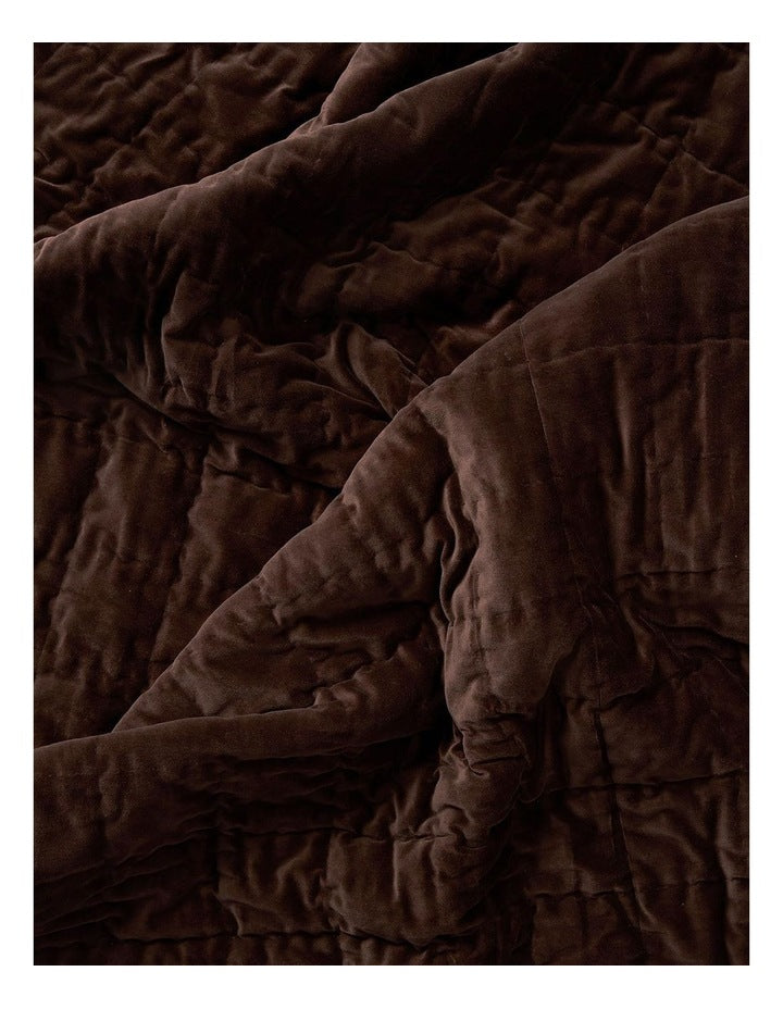 Luxury Velvet Coverlet in Chocolate