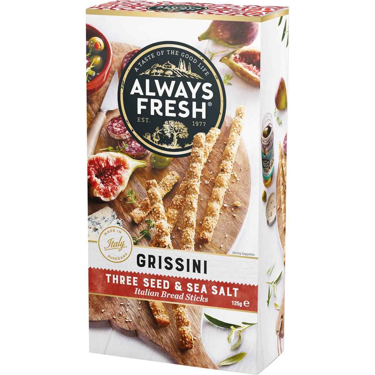 Always Fresh Grissini Three Seed & Sea Salt 125g