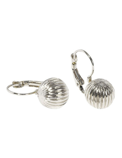 Textured Ball Drop Earrings in Silver