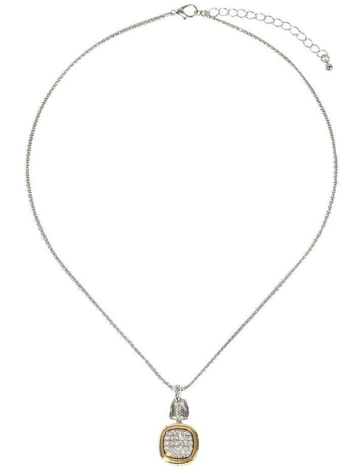 Framed Crystal Pendant Necklace in Multi