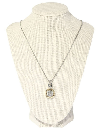 Framed Crystal Pendant Necklace in Multi