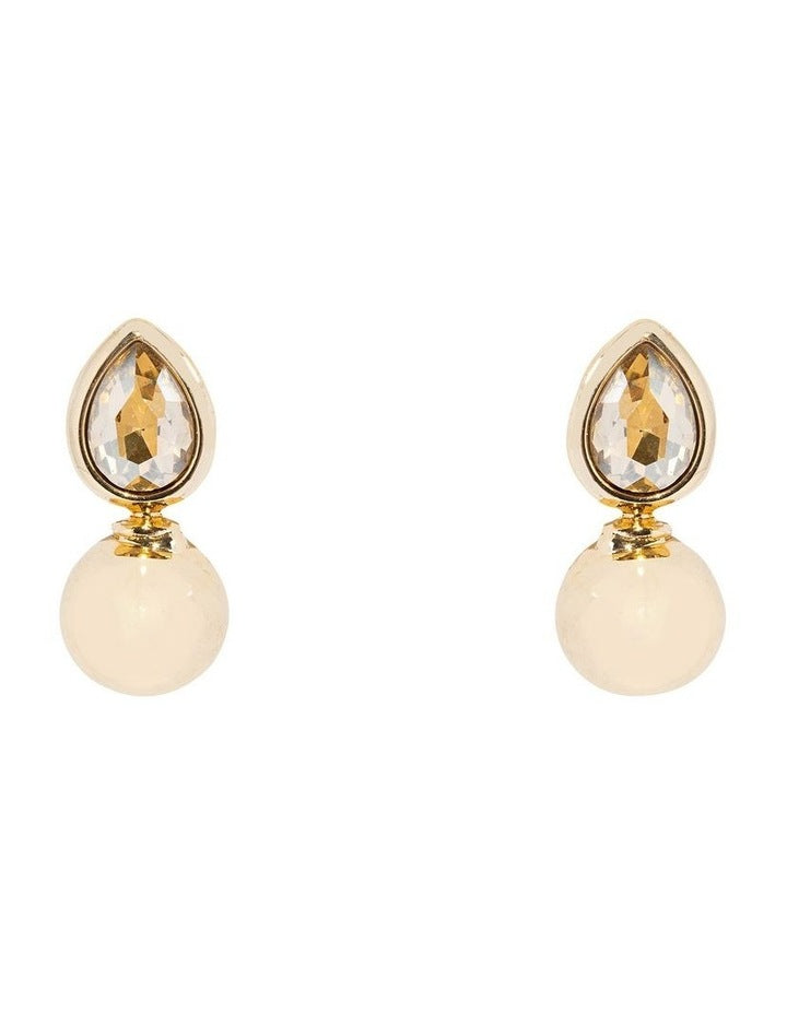 Refined Crystal Drop Earring in Gold