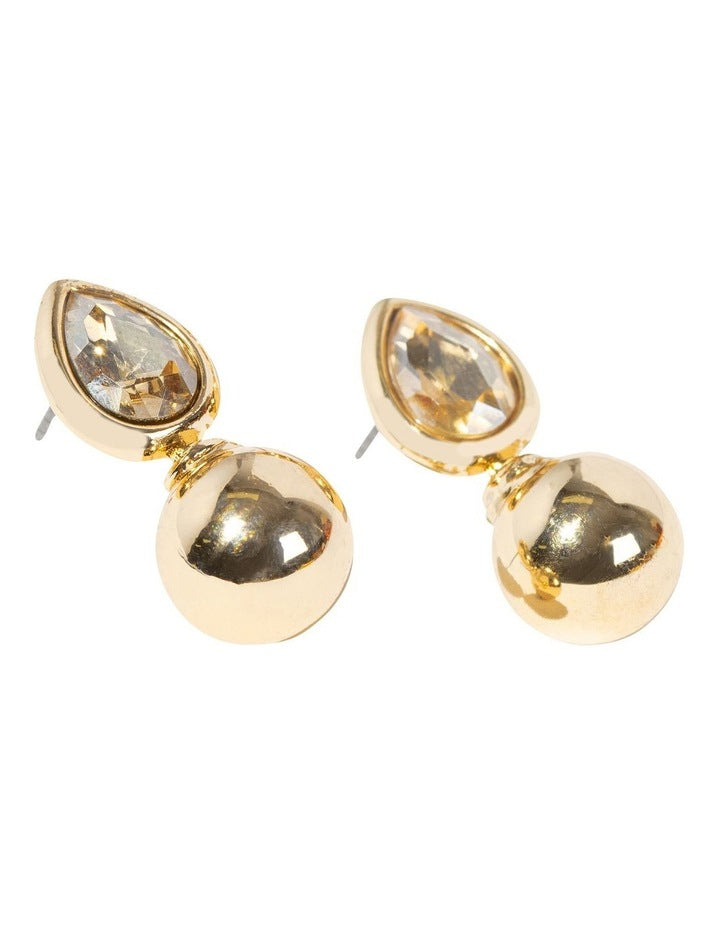 Refined Crystal Drop Earring in Gold