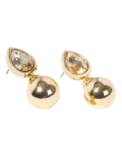 Refined Crystal Drop Earring in Gold