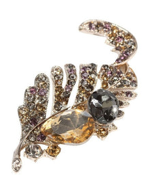 Stone in Leaf Brooch in Multi