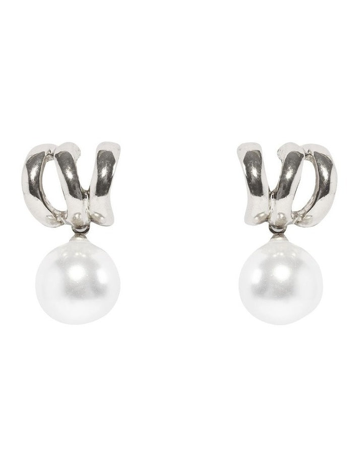 Illusion Pearl Drop Earrings in Silver