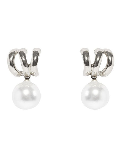 Illusion Pearl Drop Earrings in Silver