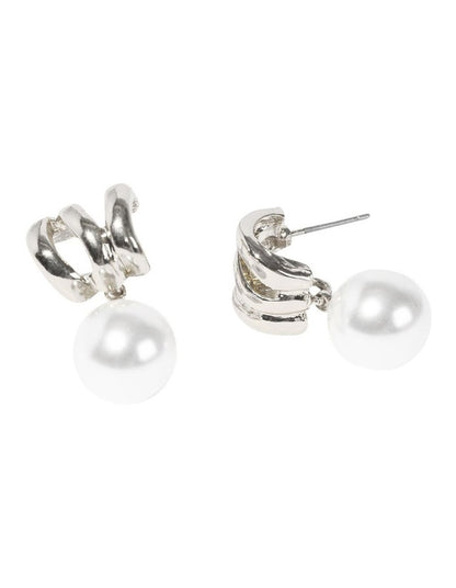 Illusion Pearl Drop Earrings in Silver