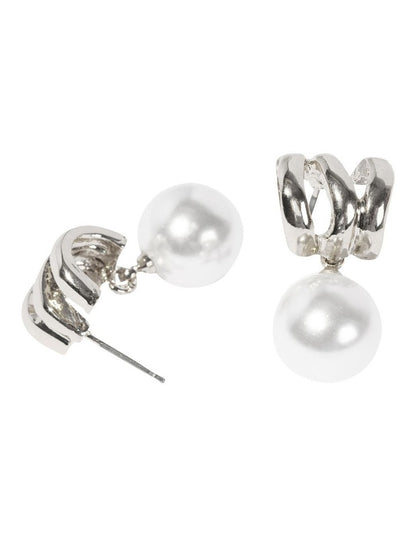 Illusion Pearl Drop Earrings in Silver