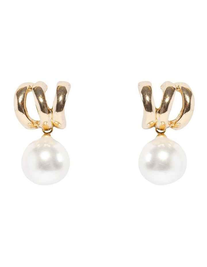 Illusion Pearl Drop Earrings in Gold