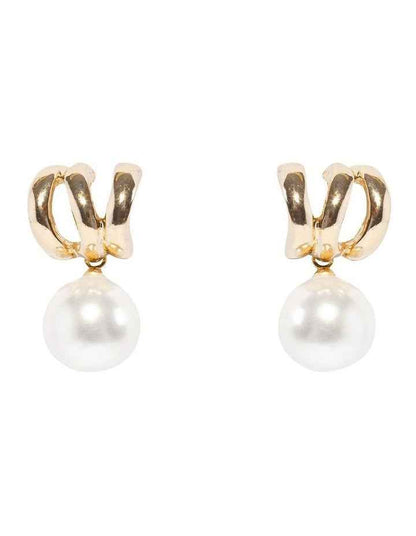 Illusion Pearl Drop Earrings in Gold