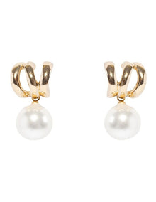 Illusion Pearl Drop Earrings in Gold