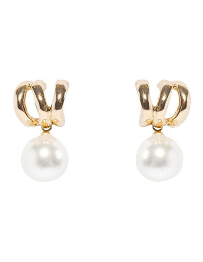 Illusion Pearl Drop Earrings in Gold