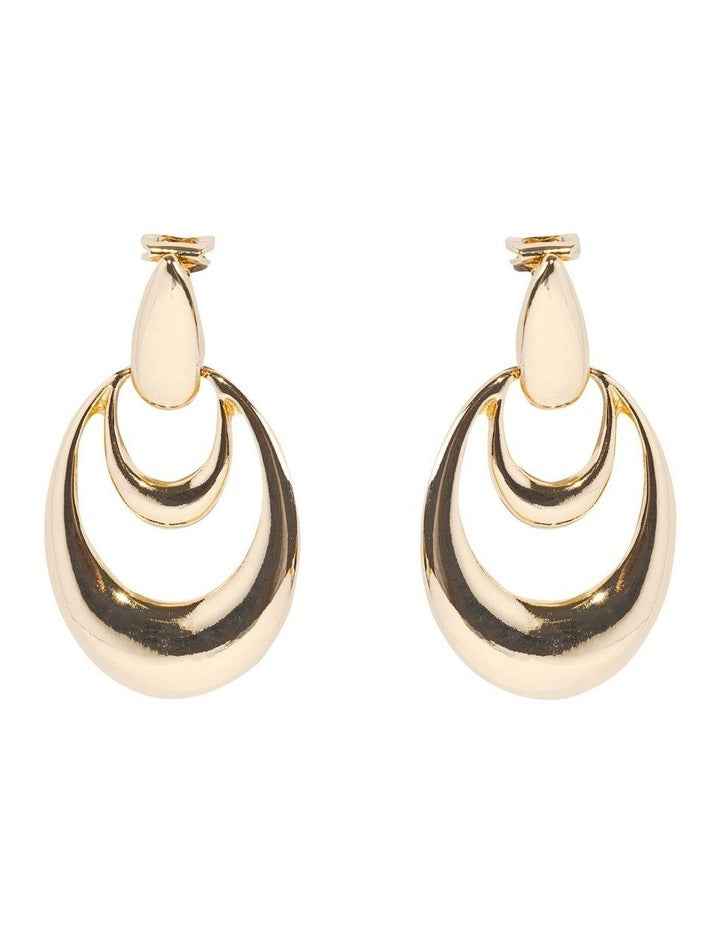 Orbit Drop Clip On Earrings in Gold
