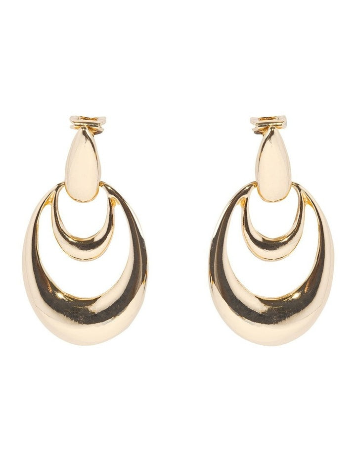 Orbit Drop Clip On Earrings in Gold